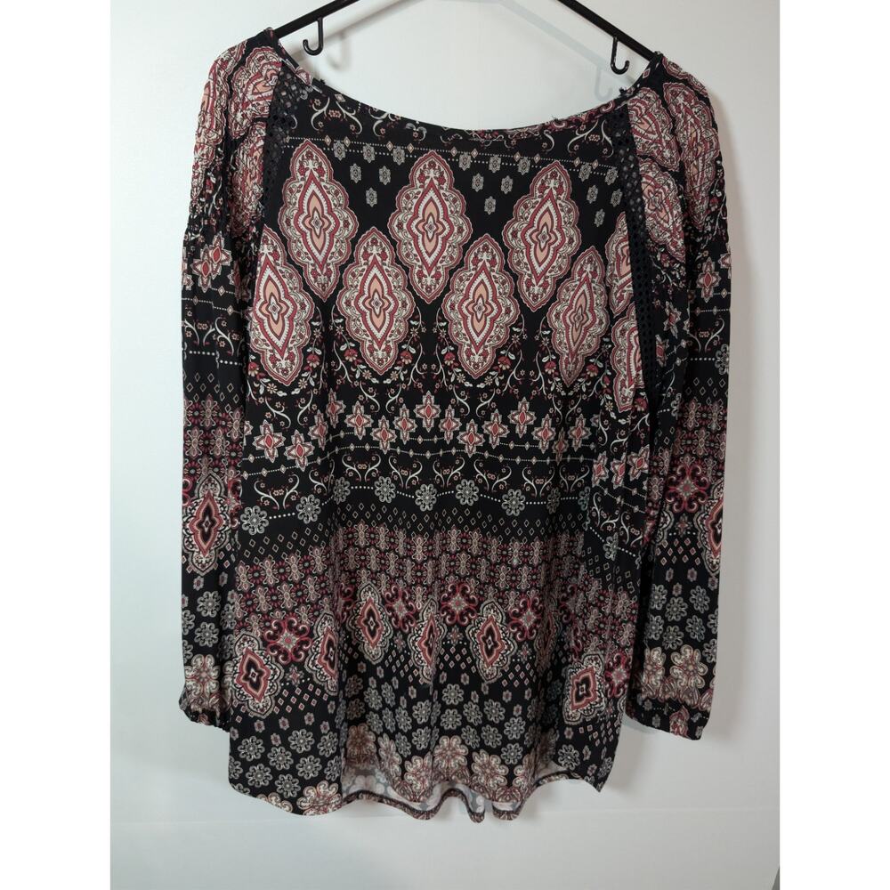 Dressbarn Women's Shirt Plus Size 1X * Top Tunic Stretchy Boho Blouse Geometric